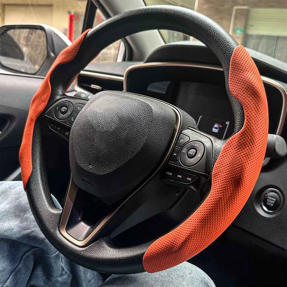 2PCS Carbon Fiber Silicone Car Steering Wheel Cover Custom Anti-skid Booster Cover Accessories 38cm Auto Deco Body Kit 2025