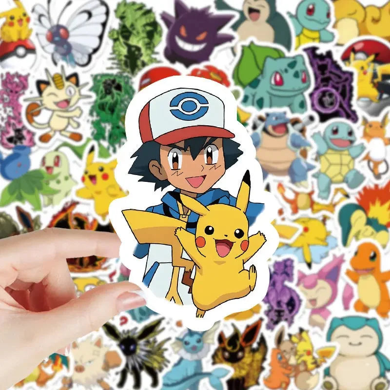 100pcs Kawaii Anime Pokemon Stickers Cute Pikachu Eevee Cartoon Decals Laptop Scrapbook Phone Classic Kids Sticker Toy