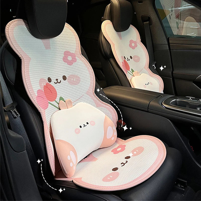 Cute Cartoon Women's Car Seat Cover Universal Auto Interior Accessories Fashion Anti Slip Breathable Girl Car Cushion Cover