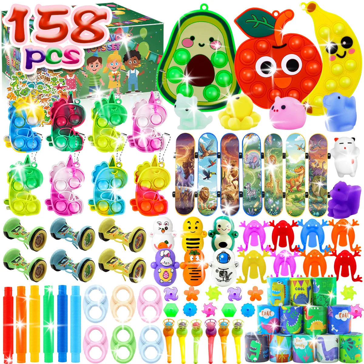 Kids Fidget Toys Party Favors Pack - Sensory Set Gifts with Stickers Goodie Bag Fillers Treasure Box Classroom Prizes for School
