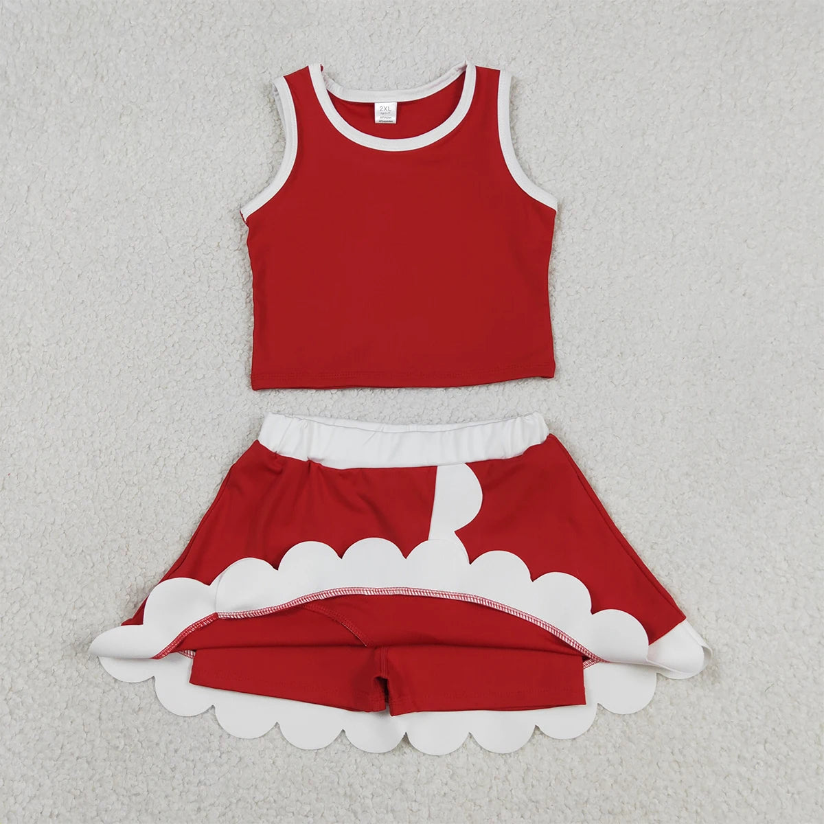 Summer Sibling Baby Girl Clothes Sets Sleeveless Vests Top Scallop Skirt Shorts Yoga Mother Kids Comfy Outfit Clothing Wholesale