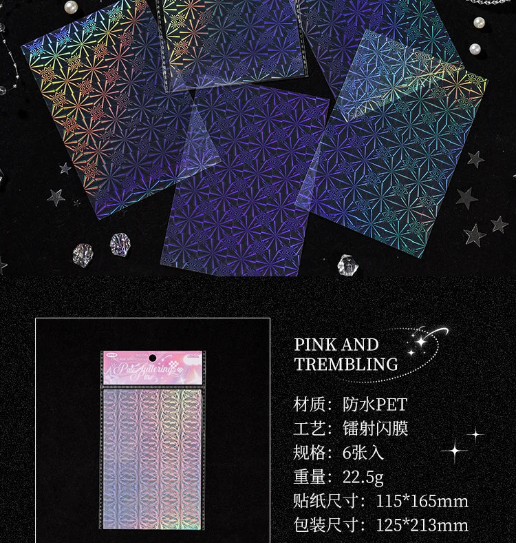 6sheets Neon Cosmos Series Ins Laser Flash Film PET Sticker DIY Scrapbooking Decorative Aesthetic Stationery Sticker