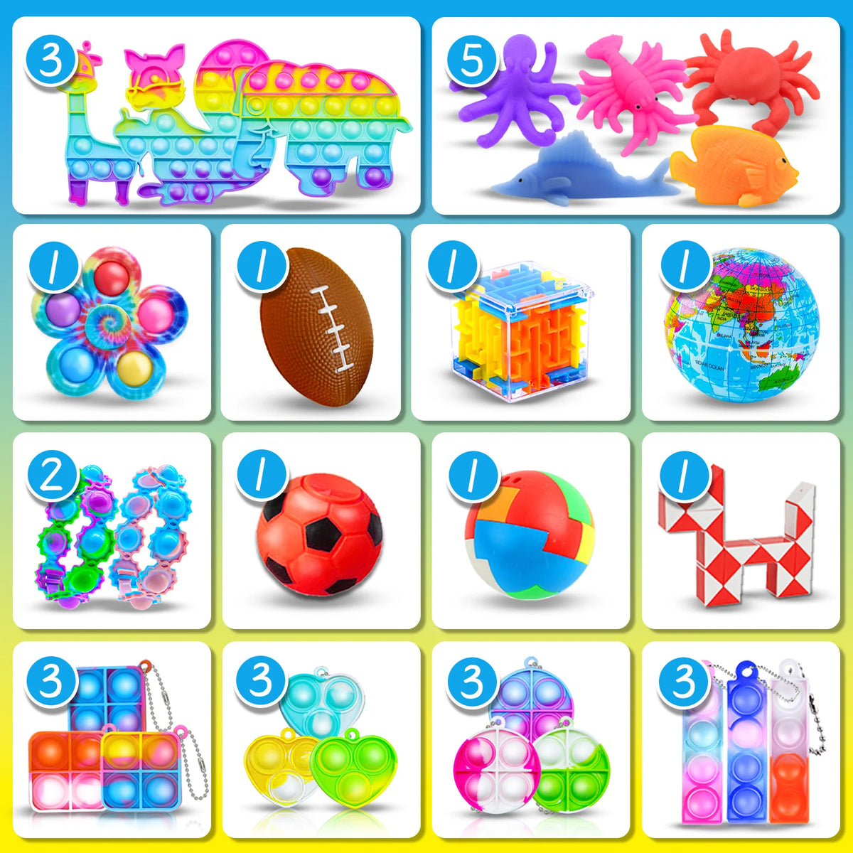 Kids Fidget Toys Party Favors Pack - Sensory Set Gifts with Stickers Goodie Bag Fillers Treasure Box Classroom Prizes for School