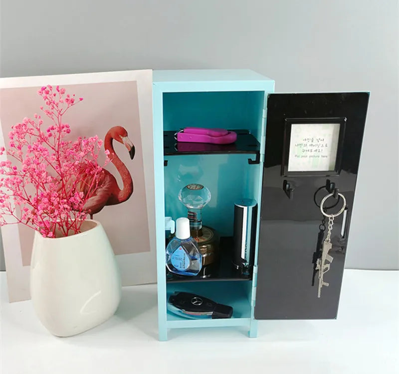 Iron Storage Box Dormitory Storage Cosmetics Paper Money Keys Bank Cards and Other Desktop Small Items Mini Locker Cabinet