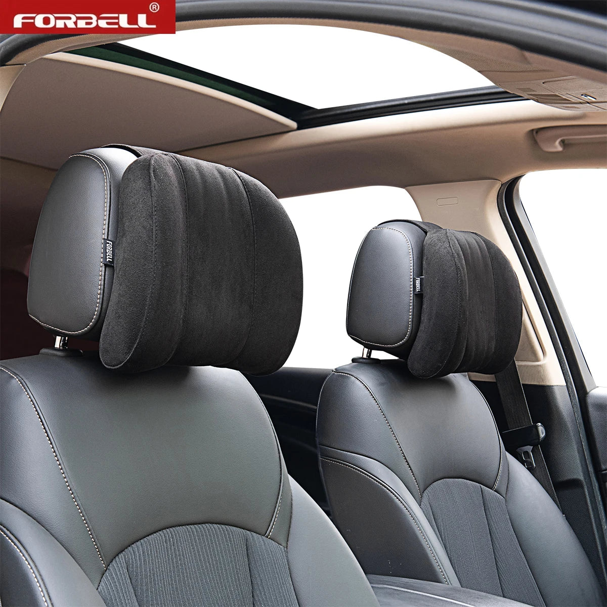 Forbell Car Headrest Pillow Suede Fabric Car Neck Pillow Car Seat Pillow Rest Headrest Memory Foam Headrest Car Accessories
