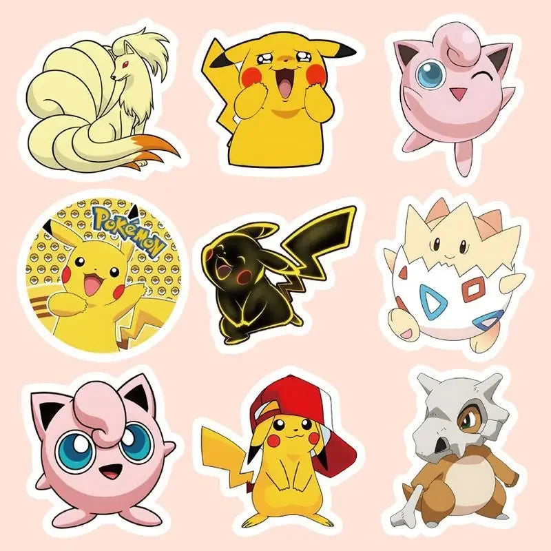 100pcs Kawaii Anime Pokemon Stickers Cute Pikachu Eevee Cartoon Decals Laptop Scrapbook Phone Classic Kids Sticker Toy