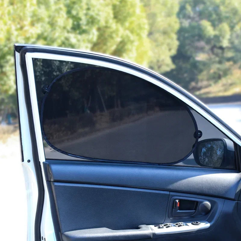 2pc Car Window Sunshade Cover Sun UV Protection Auto Front Rear Black Window Curtain Side Glass Mesh Sunshades Accessories