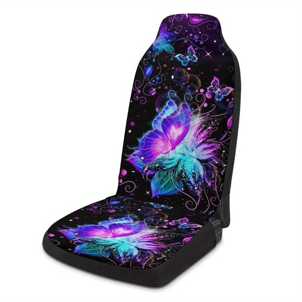 [Vibrant Car Seat Covers] 2pcs Breathable Non-Slip Car Seat Covers | Vibrant Butterfly Floral Digital Print, Machine Washable Fo