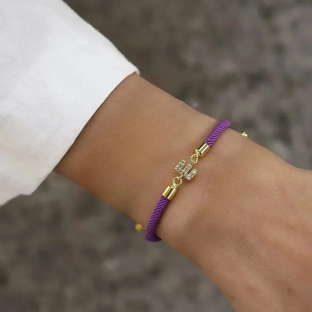 Fashion Initial Letter Charm Bracelet for Women Classic Letter A-Z Adjustable Rope Bracelet Daily Jewelry Accessories Party Gift