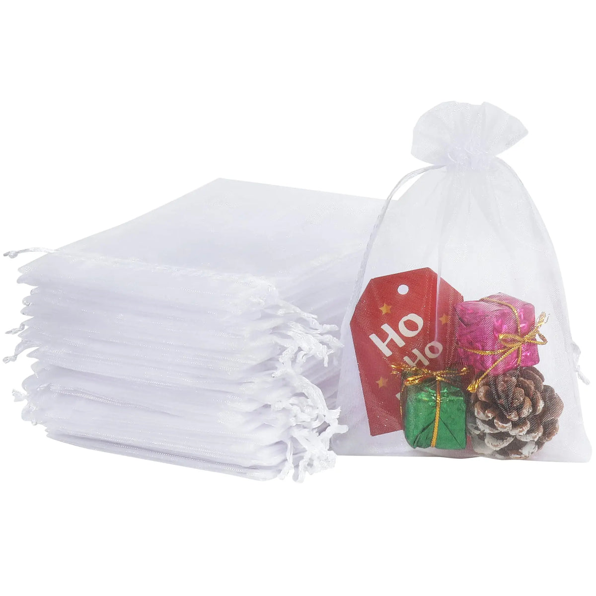 100pcs Organza Christmas Gift Bags Drawstring Jewelry Packing For Candy Jewelry Bag Packing Wedding Gift Bags Organza Bag