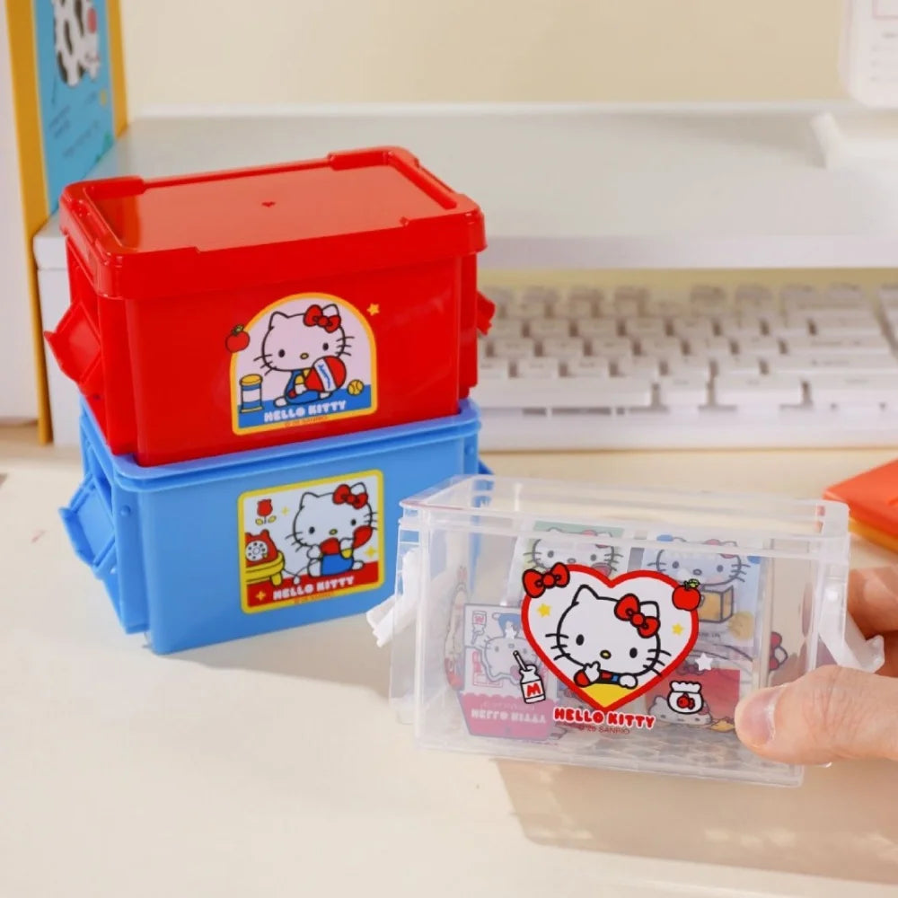 Genuine Sanrio Hello Kitty 3 Color Stackable Storage Box Cute Desk Organizer for Stationery Cosmetics Office School Gifts