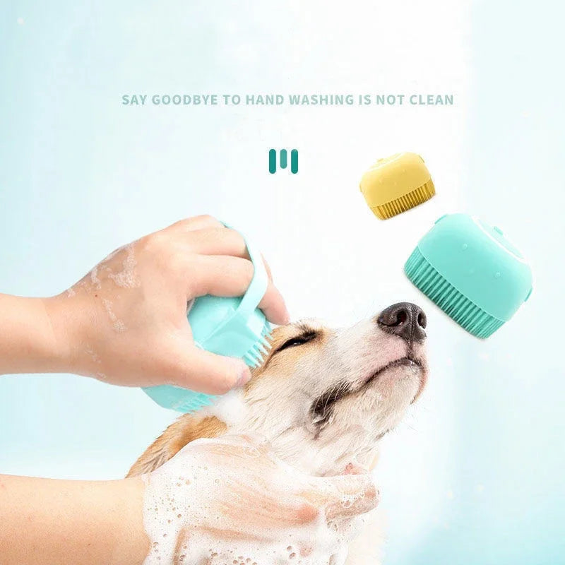 Pet Shampoo Massage Brush, Soft Silicone Grooming Comb for Dog Cat Bathing Shower Puppy Kitten Bathroom Accessories