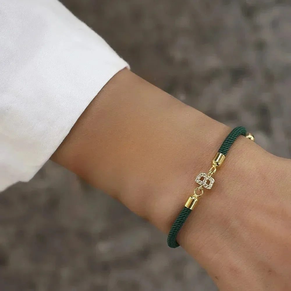 Fashion Initial Letter Charm Bracelet for Women Classic Letter A-Z Adjustable Rope Bracelet Daily Jewelry Accessories Party Gift