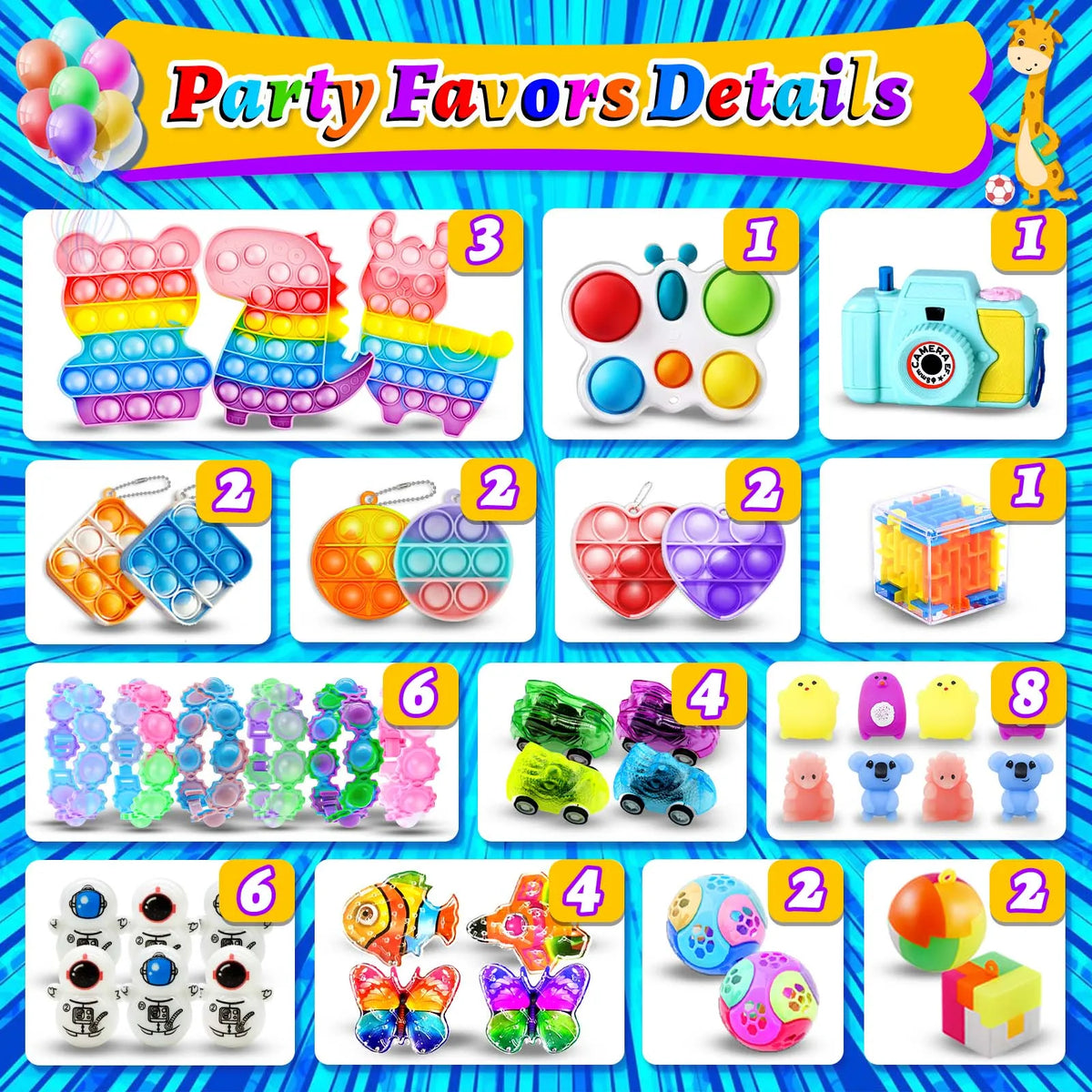 Kids Fidget Toys Party Favors Pack - Sensory Set Gifts with Stickers Goodie Bag Fillers Treasure Box Classroom Prizes for School