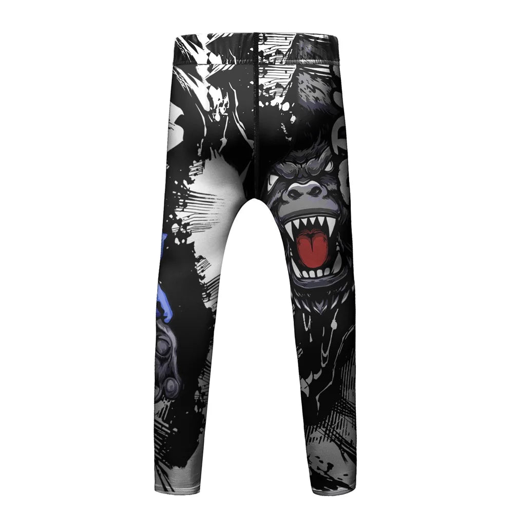 Compression Jersey MMA BJJ Fashion Boys Sets Baby Girl Clothing Set Kids Shorts Sports Bear Sweatshirt Pants 4Pcs Suits Outfits
