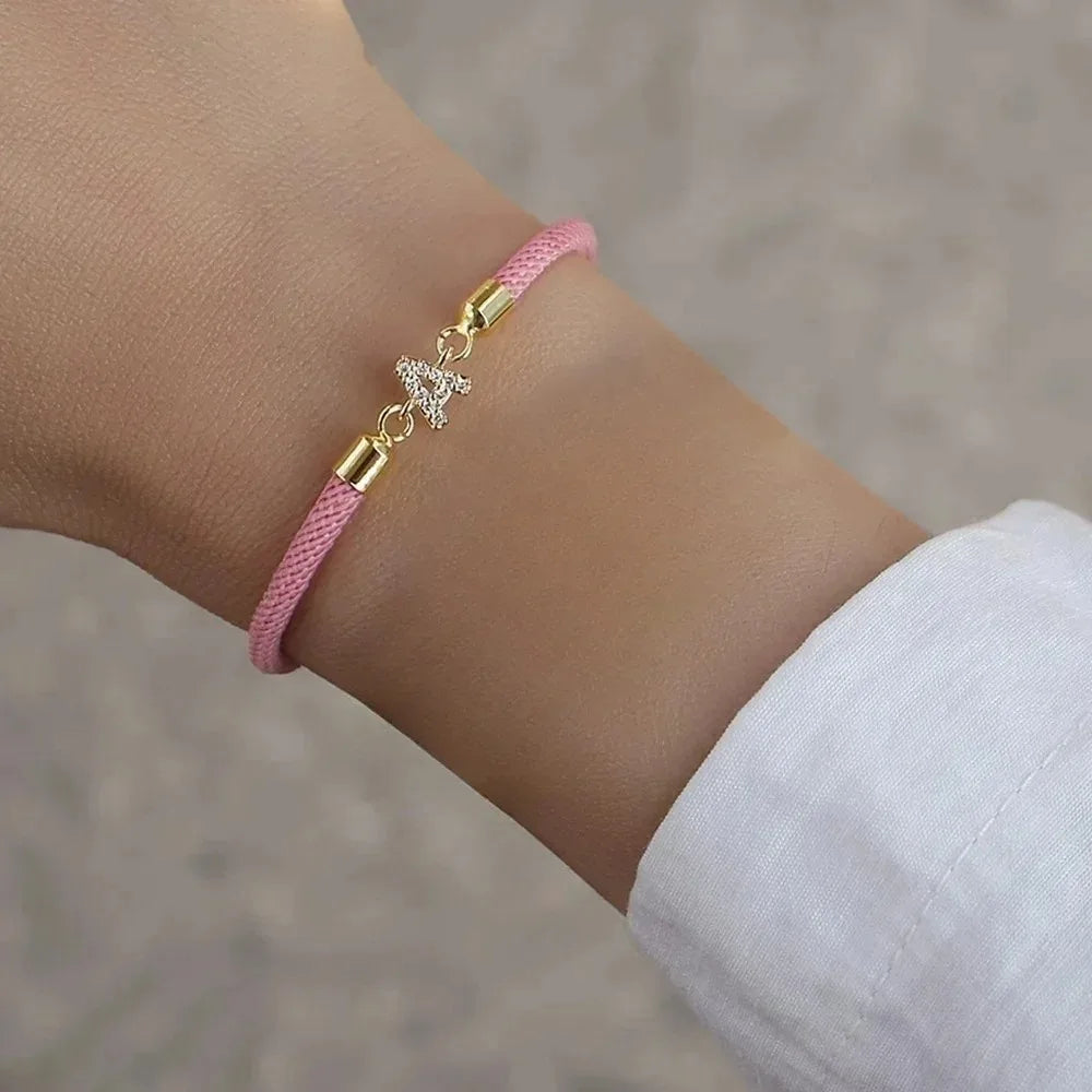 Fashion Initial Letter Charm Bracelet for Women Classic Letter A-Z Adjustable Rope Bracelet Daily Jewelry Accessories Party Gift