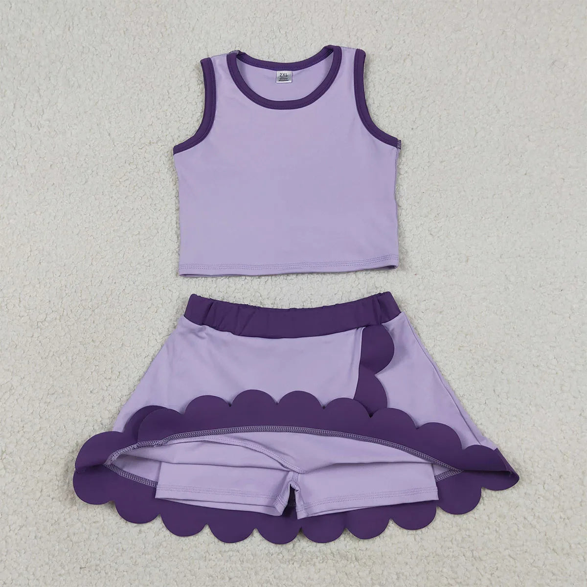 Summer Sibling Baby Girl Clothes Sets Sleeveless Vests Top Scallop Skirt Shorts Yoga Mother Kids Comfy Outfit Clothing Wholesale