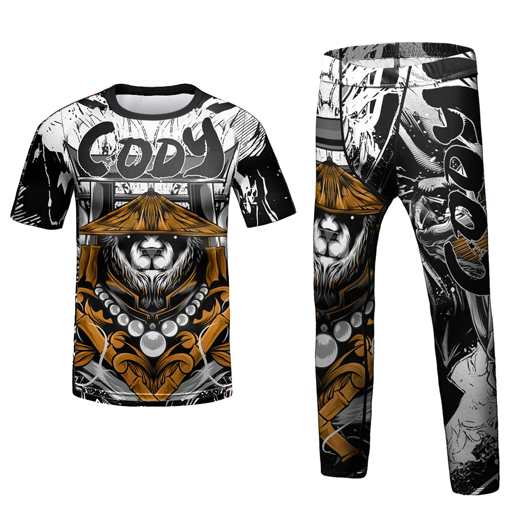 Compression Jersey MMA BJJ Fashion Boys Sets Baby Girl Clothing Set Kids Shorts Sports Bear Sweatshirt Pants 4Pcs Suits Outfits