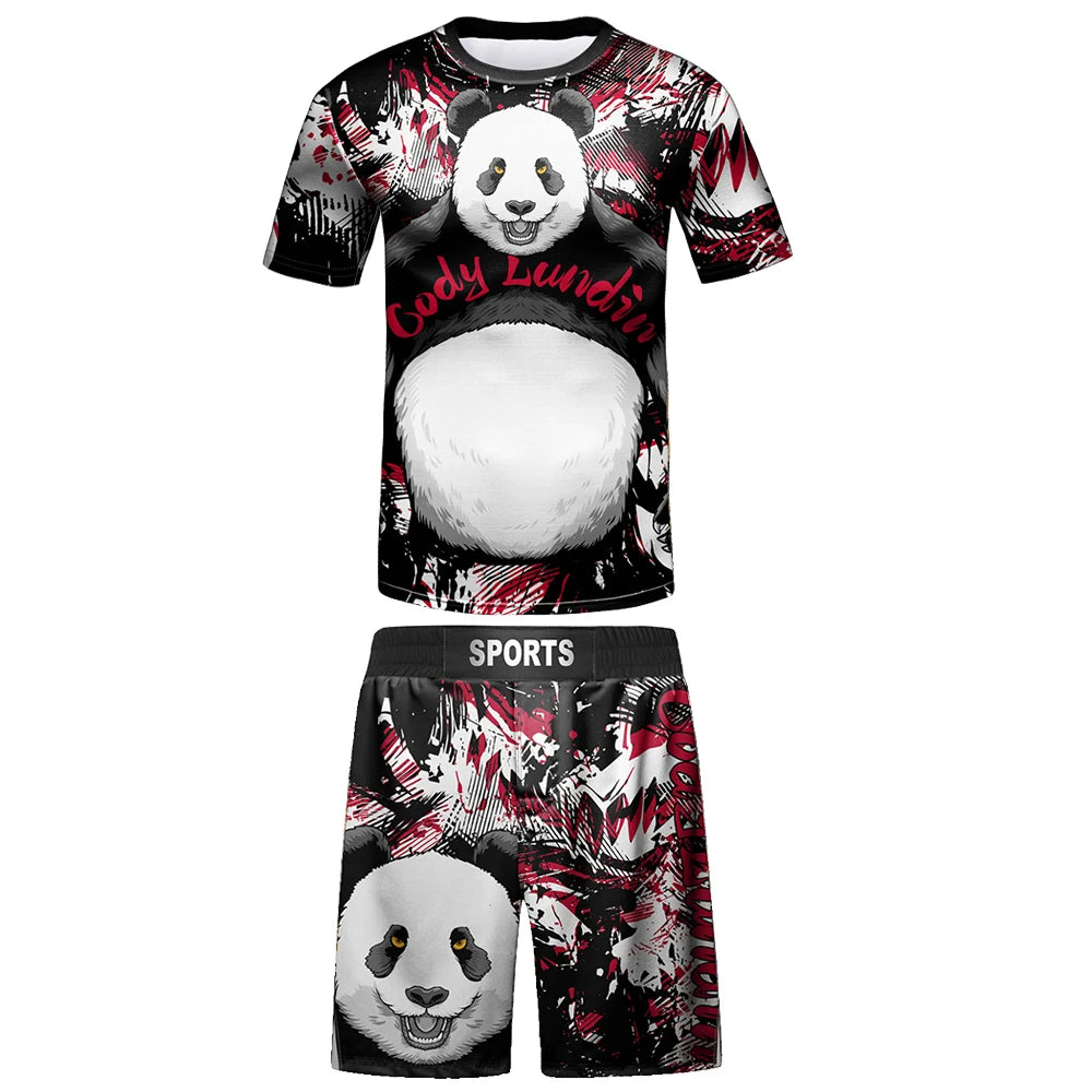 Compression Jersey MMA BJJ Fashion Boys Sets Baby Girl Clothing Set Kids Shorts Sports Bear Sweatshirt Pants 4Pcs Suits Outfits