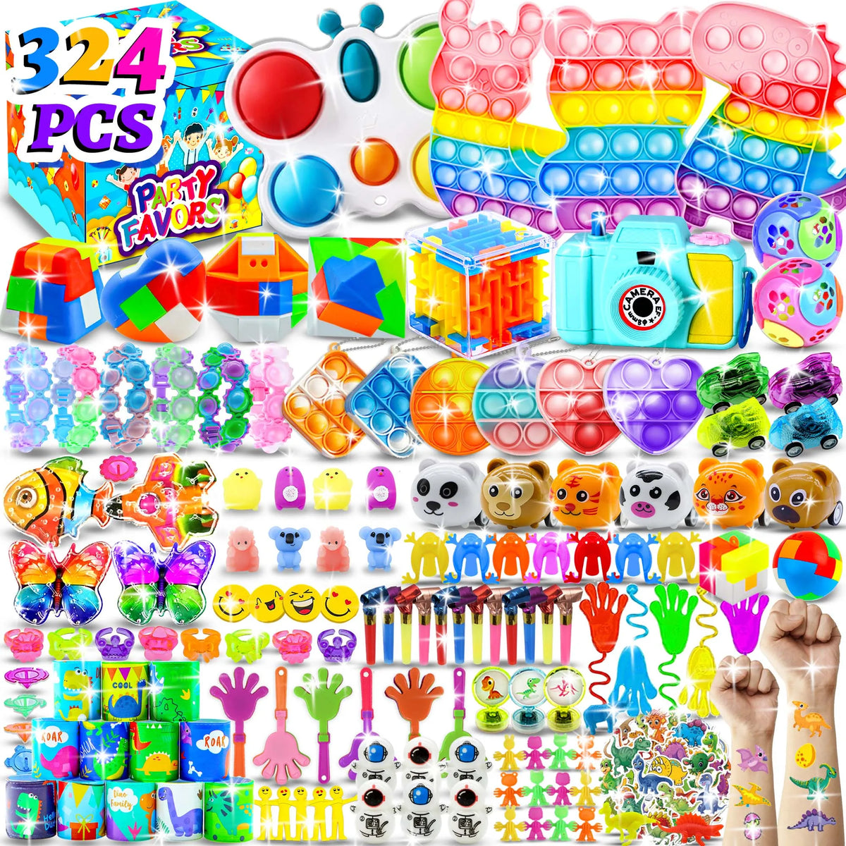 Kids Fidget Toys Party Favors Pack - Sensory Set Gifts with Stickers Goodie Bag Fillers Treasure Box Classroom Prizes for School