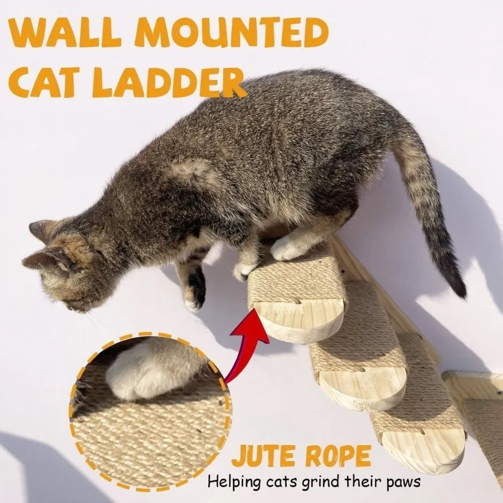 1pc/4pcs Wooden Cat Climbing Shelves Pet Stairs Toy Sisal Cover Cat Scratcher Furniture Wall Mounted Cat Wall Shelves Home Decor
