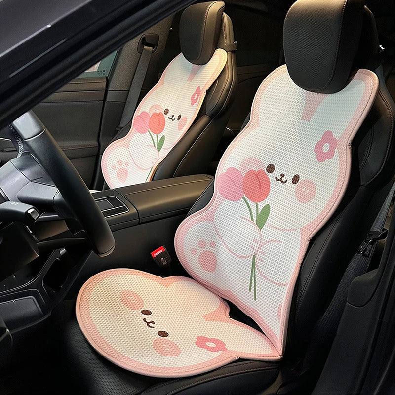 Cute Cartoon Women's Car Seat Cover Universal Auto Interior Accessories Fashion Anti Slip Breathable Girl Car Cushion Cover