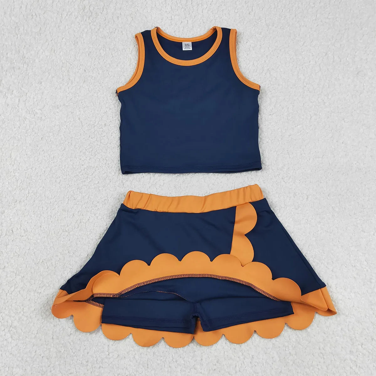 Summer Sibling Baby Girl Clothes Sets Sleeveless Vests Top Scallop Skirt Shorts Yoga Mother Kids Comfy Outfit Clothing Wholesale