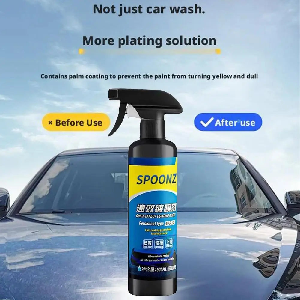 3in1 Car Spray Quick Coat Waterless Wash Long Lasting Protection for Auto Paint Plastic Glass Restores Shine Prevents Oxidation