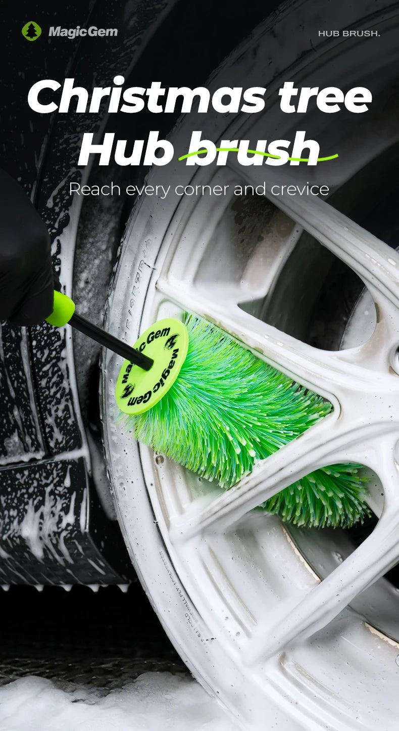 Magic Gem Car Wash Super Brush Plush Premium Wheels Brush Non-Slip Handle Easy To Cleaning Rims Spokes Wheel Barrel CarDetailing