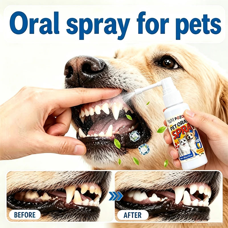 Pet Oral Spray: Freshens Breath, Gentle and Non-Irritating. A Dental Cleaning and Care Spray for Dogs and Cats.