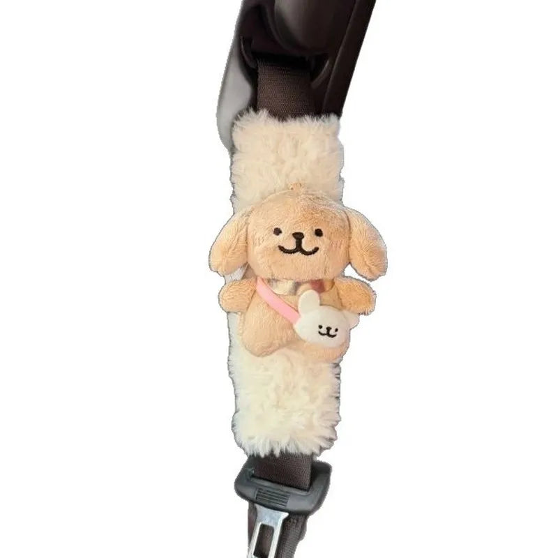 Car Seat Belt Shoulder Pad Plush Cute Maltese Anti Strangulation Neck Protection Car Interior Decoration Lovely Gift For Adult