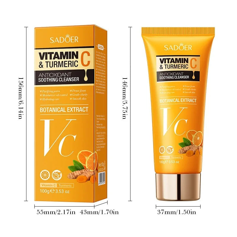 Vitamin C Turmeric Cleansing Milk Refreshing,  Soothing and Moisturizing Skin Plant Extract Warm Moisturizing Cleansing Milk