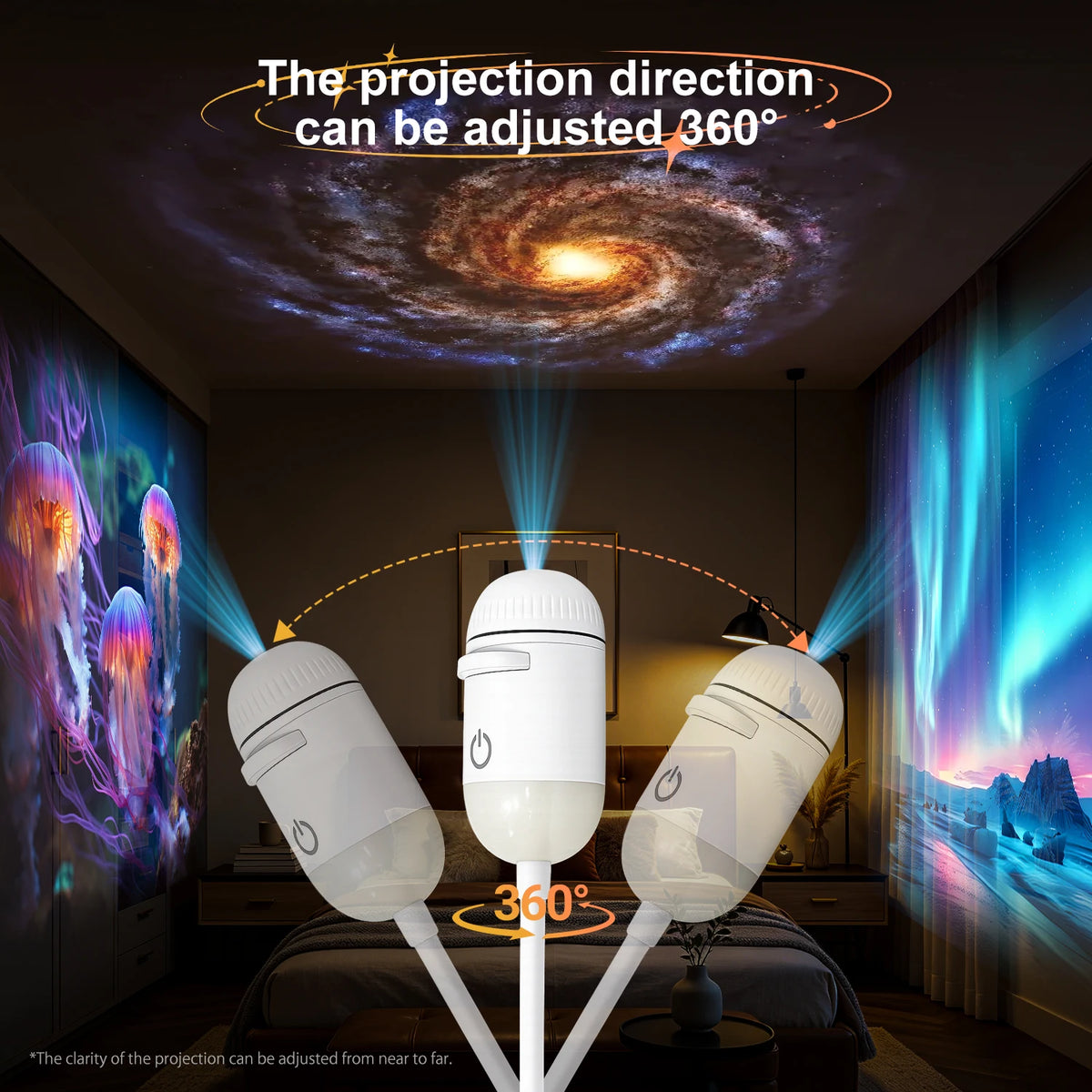 Mini Galaxy Star Projector 2 in 1 Night Light Home Background Atmosphere Light Bedroom Car Space Decor Party Children's Gift
