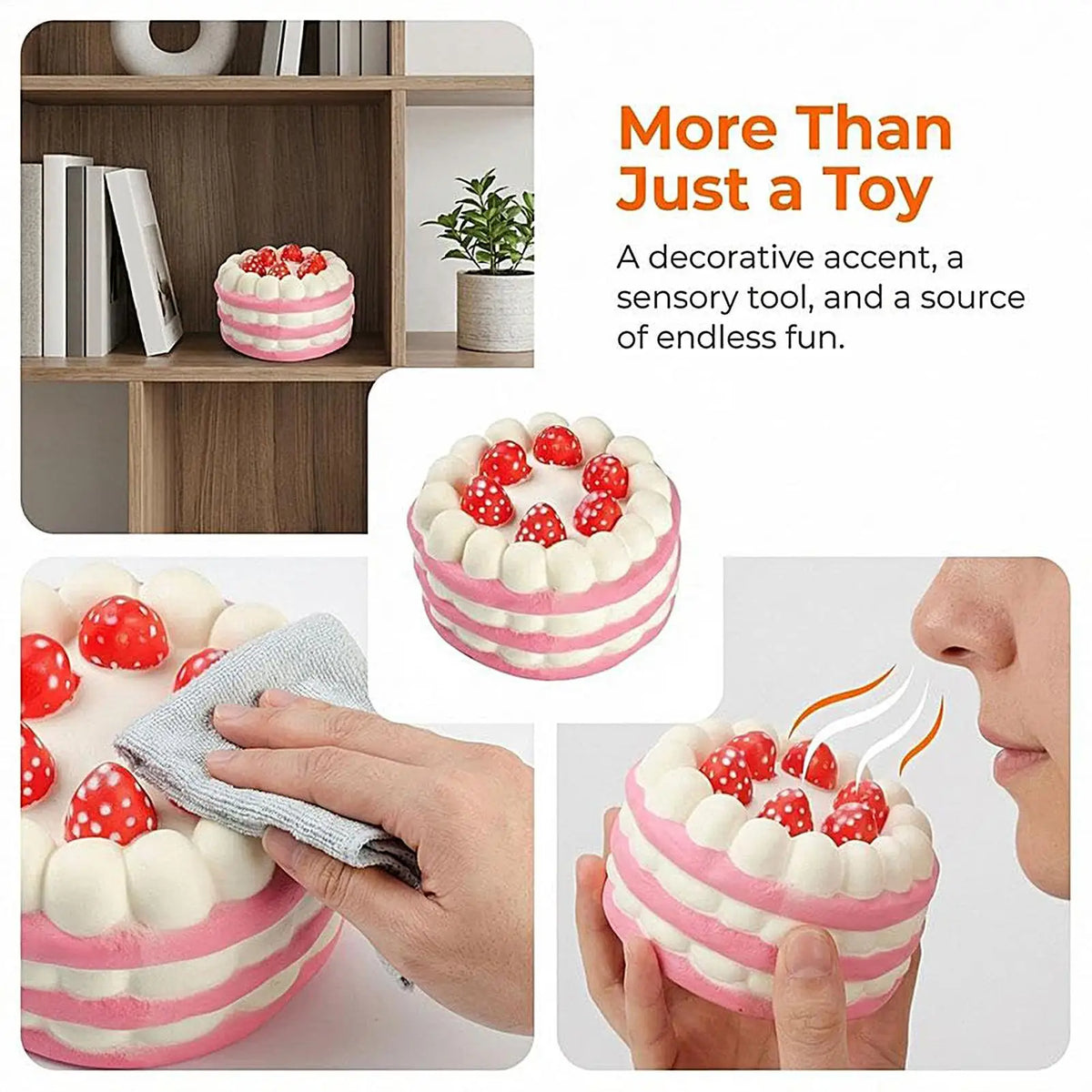Slow-Rising Strawberry Cake Squish Y Toy, Sensory Fidget For Kids Stress Relief Squeeze Toy, Party Favors For Home School Office