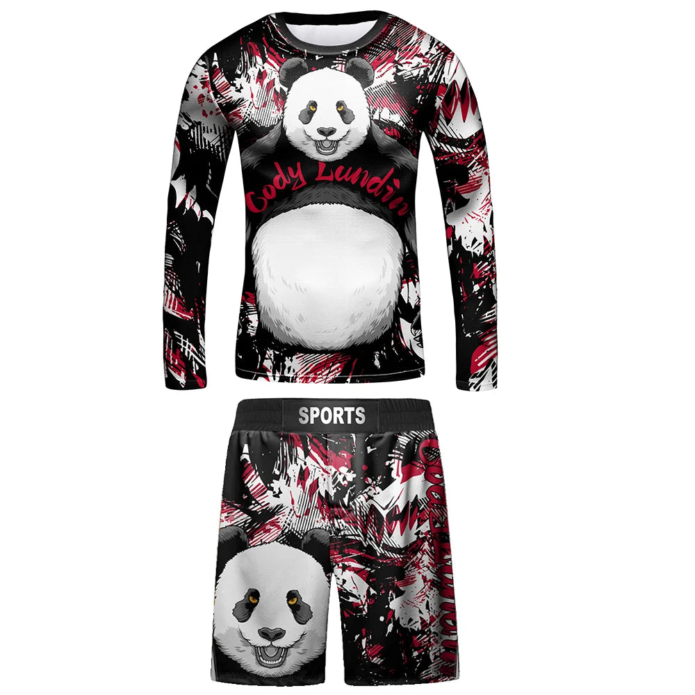 Compression Jersey MMA BJJ Fashion Boys Sets Baby Girl Clothing Set Kids Shorts Sports Bear Sweatshirt Pants 4Pcs Suits Outfits