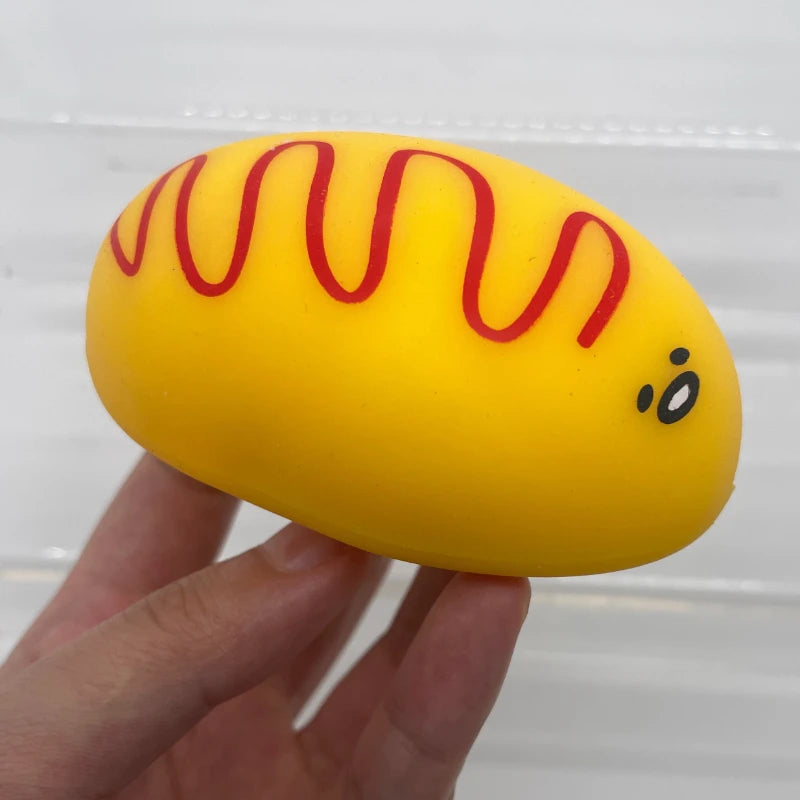 Squsihy Taba Fluid Printed Caramel Pudding Squeeze Toy Egg-shaped Squishy Toy Cute Slow-Rebound Egg Stress Relief Fidget Toy