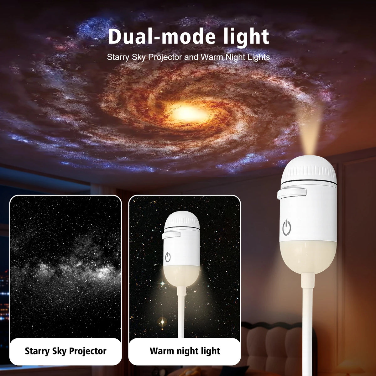 Mini Galaxy Star Projector 2 in 1 Night Light Home Background Atmosphere Light Bedroom Car Space Decor Party Children's Gift