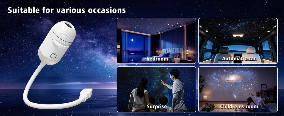 Mini Galaxy Star Projector 2 in 1 Night Light Home Background Atmosphere Light Bedroom Car Space Decor Party Children's Gift