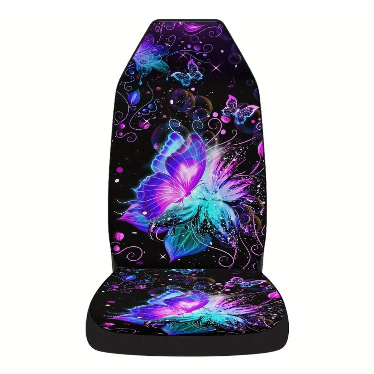 [Vibrant Car Seat Covers] 2pcs Breathable Non-Slip Car Seat Covers | Vibrant Butterfly Floral Digital Print, Machine Washable Fo