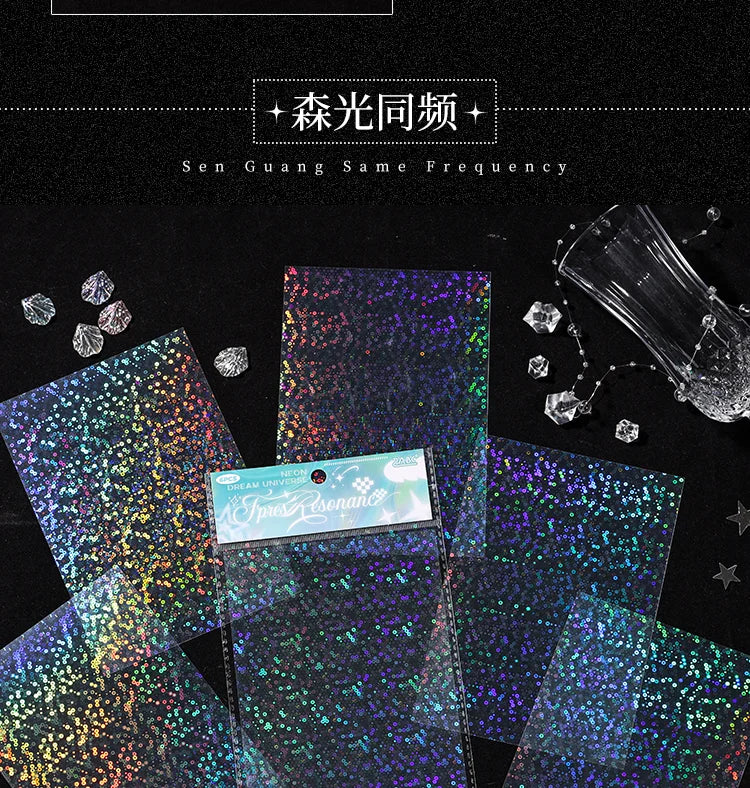 6sheets Neon Cosmos Series Ins Laser Flash Film PET Sticker DIY Scrapbooking Decorative Aesthetic Stationery Sticker