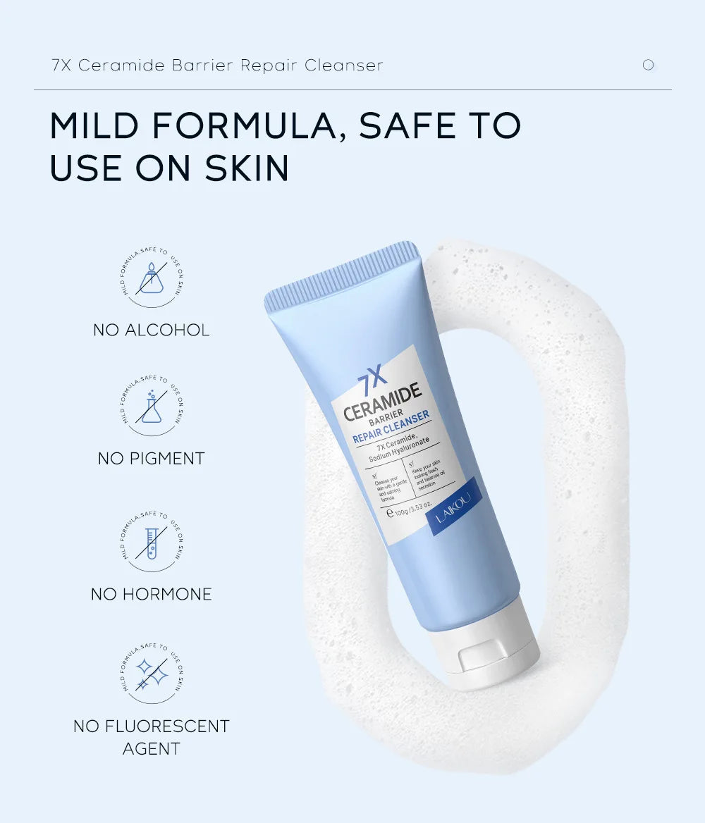 7X Ceramide Barrier Repair Facial Cleanser 100g,Deep Cleaning Oil Control Face Cleanser,Moisturizer  Nourish Korean Cosmetics