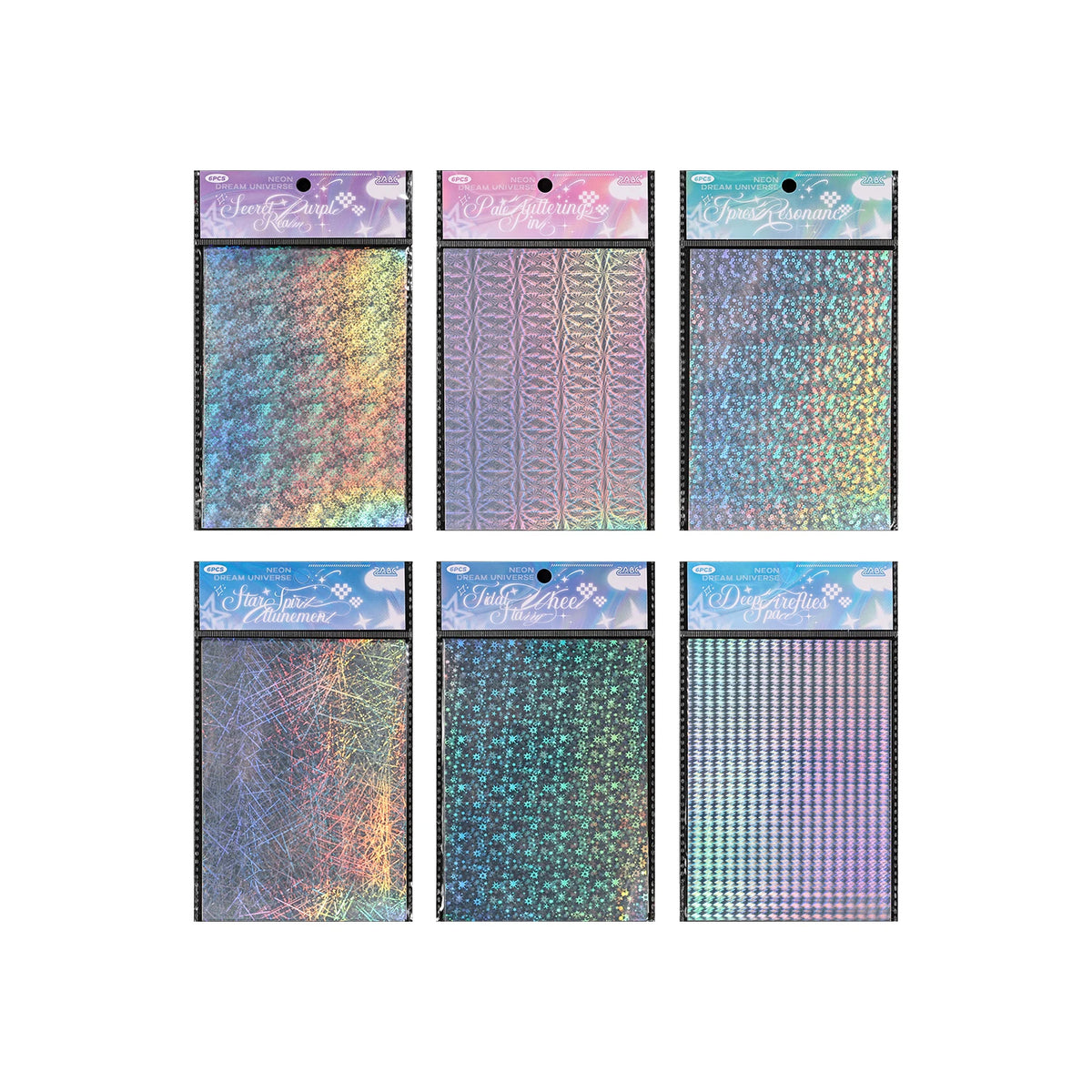 6sheets Neon Cosmos Series Ins Laser Flash Film PET Sticker DIY Scrapbooking Decorative Aesthetic Stationery Sticker