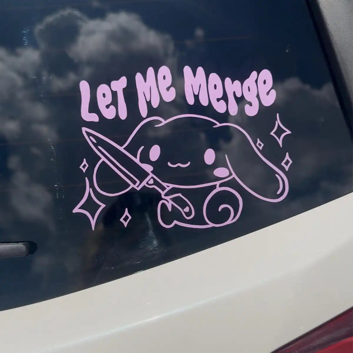 Let Me Merge Car Vinyl Decals Cute Girly Car Bumper Stickers Kawaii Car Vinyl Decoration Accessories
