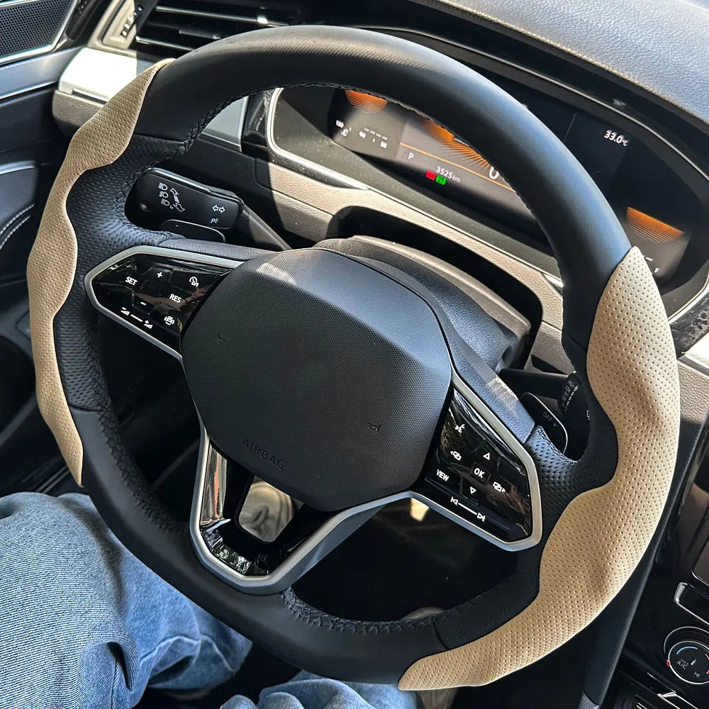 2PCS Carbon Fiber Silicone Car Steering Wheel Cover Custom Anti-skid Booster Cover Accessories 38cm Auto Deco Body Kit 2025
