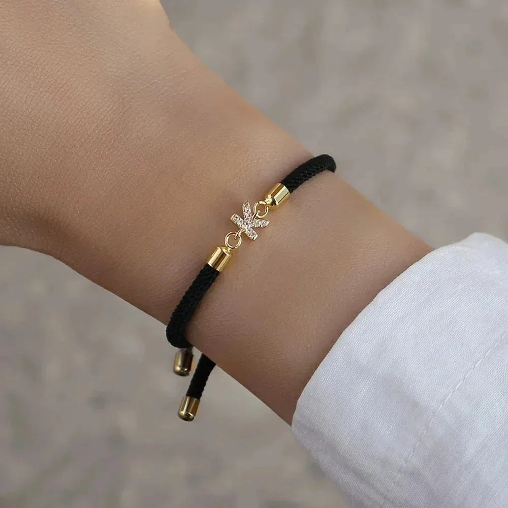Fashion Initial Letter Charm Bracelet for Women Classic Letter A-Z Adjustable Rope Bracelet Daily Jewelry Accessories Party Gift