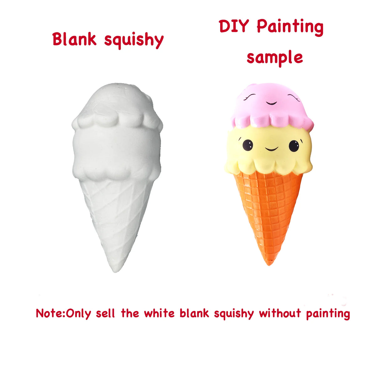 DIY Blank Squishy Toys,Slow Rise White Squishy Antistress Anxiety Anti Stress Relief Toys For Kids Children Painting ADHD Autism