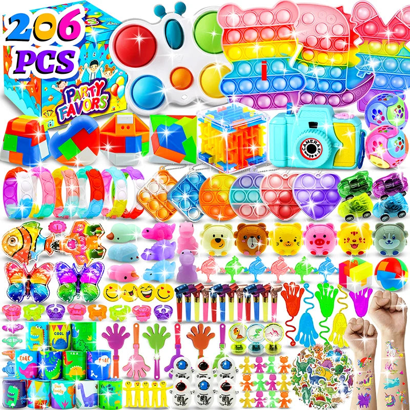 Kids Fidget Toys Party Favors Pack - Sensory Set Gifts with Stickers Goodie Bag Fillers Treasure Box Classroom Prizes for School
