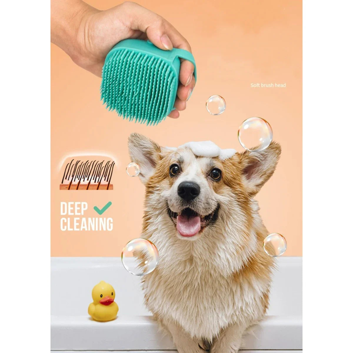 Pet Shampoo Massage Brush, Soft Silicone Grooming Comb for Dog Cat Bathing Shower Puppy Kitten Bathroom Accessories