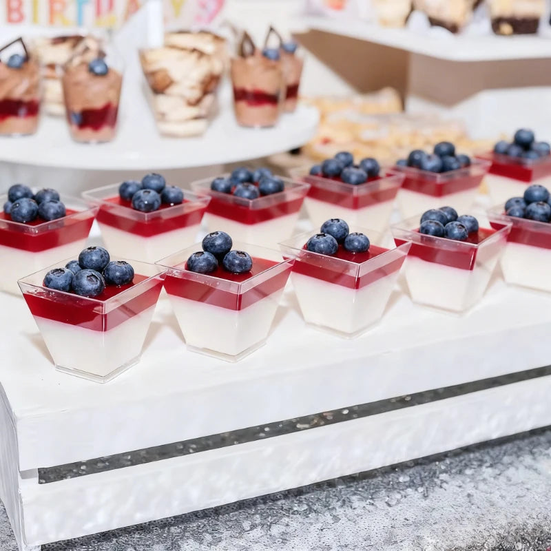 50/100PCS 2OZ Disposable Trapezoidal Dessert Cup Transparent Plastic Trapezoidal Cup Ice Cream Dessert Container Party Wedding