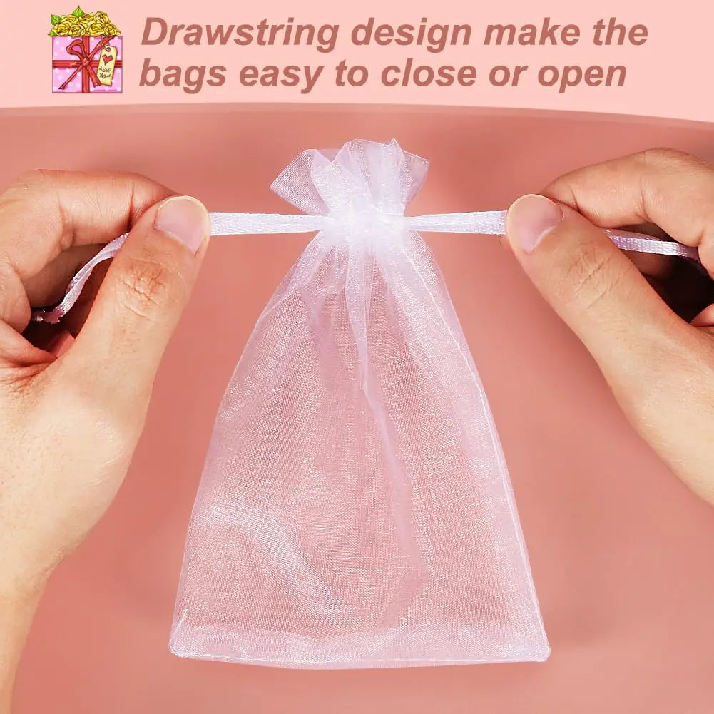 100pcs Organza Christmas Gift Bags Drawstring Jewelry Packing For Candy Jewelry Bag Packing Wedding Gift Bags Organza Bag